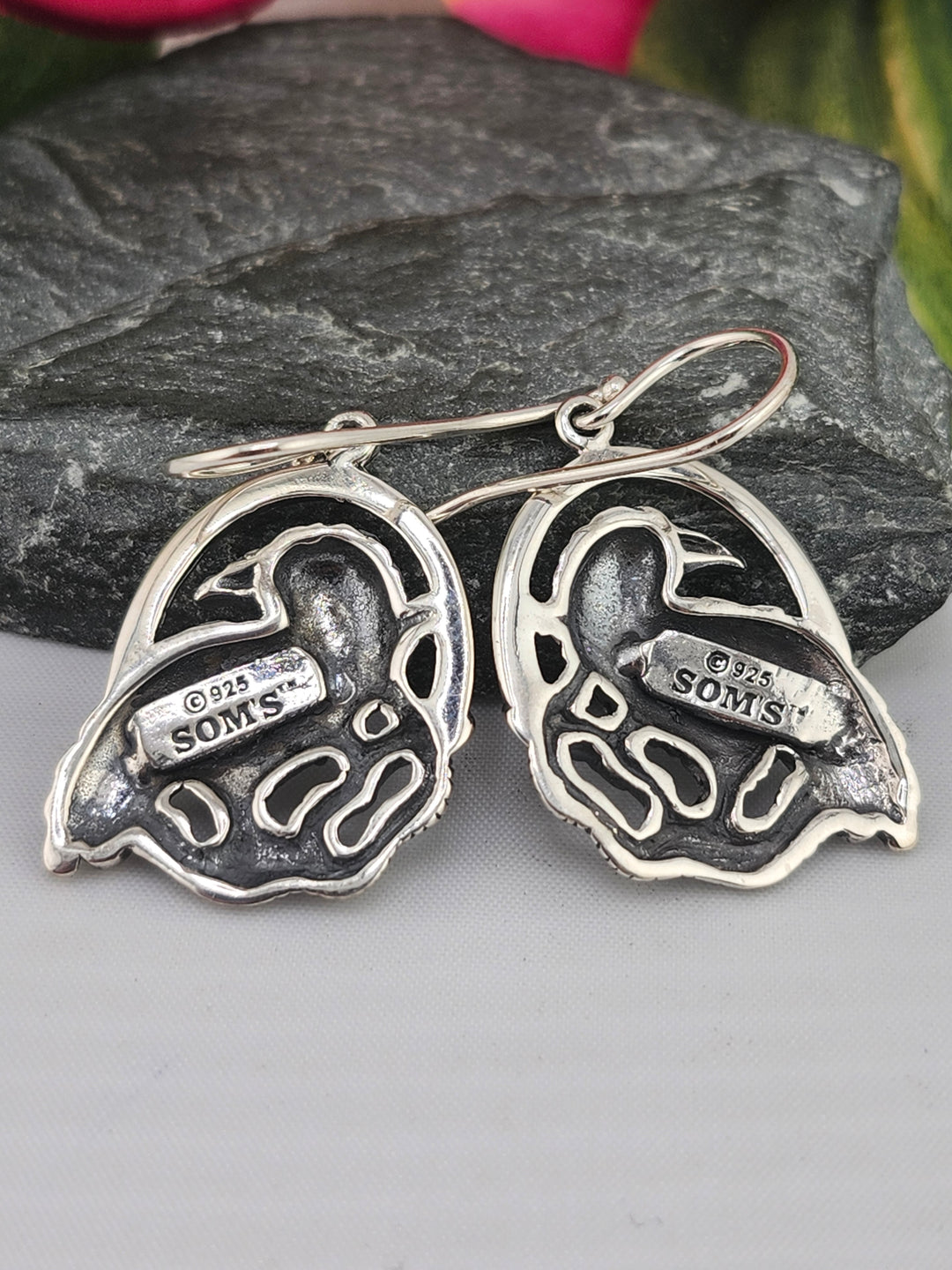 Designer SOMS 925 Sterling Silver Raven Earrings
