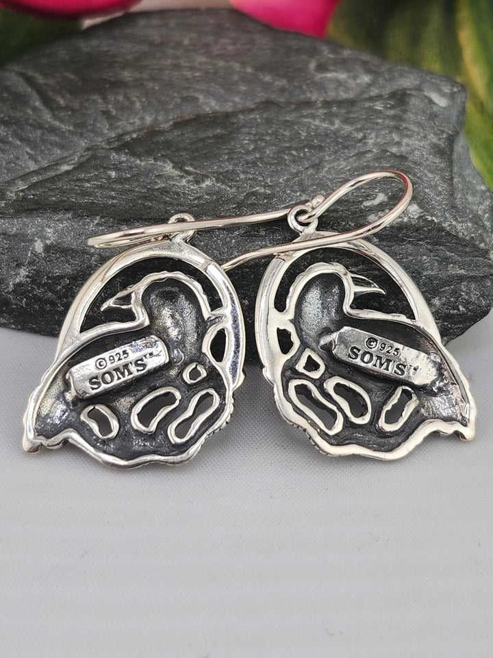 Designer SOMS 925 Sterling Silver Raven Earrings