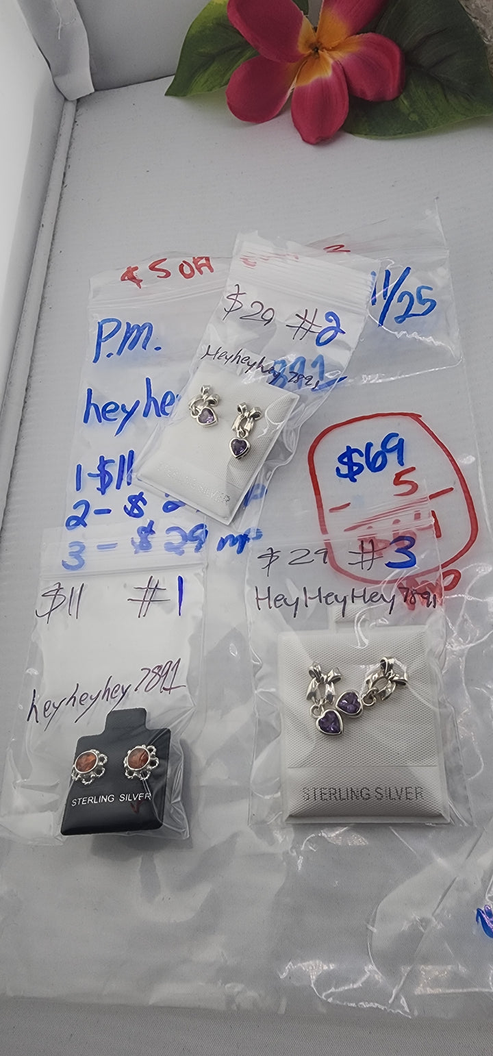 PM SHOW 48HR - RESERVED FOR: heyheyhey7891 - 11/25/2025 tiktok Live Show - 3 Sterling Silver Items