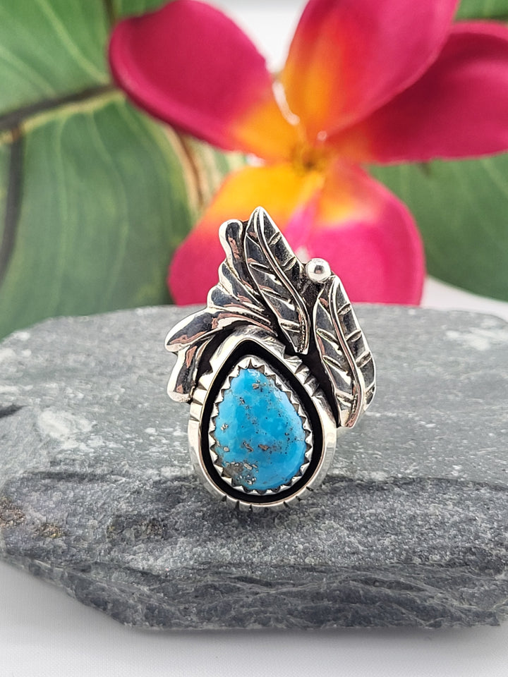Teardrop Morenci Turquoise Ring Size 7.75