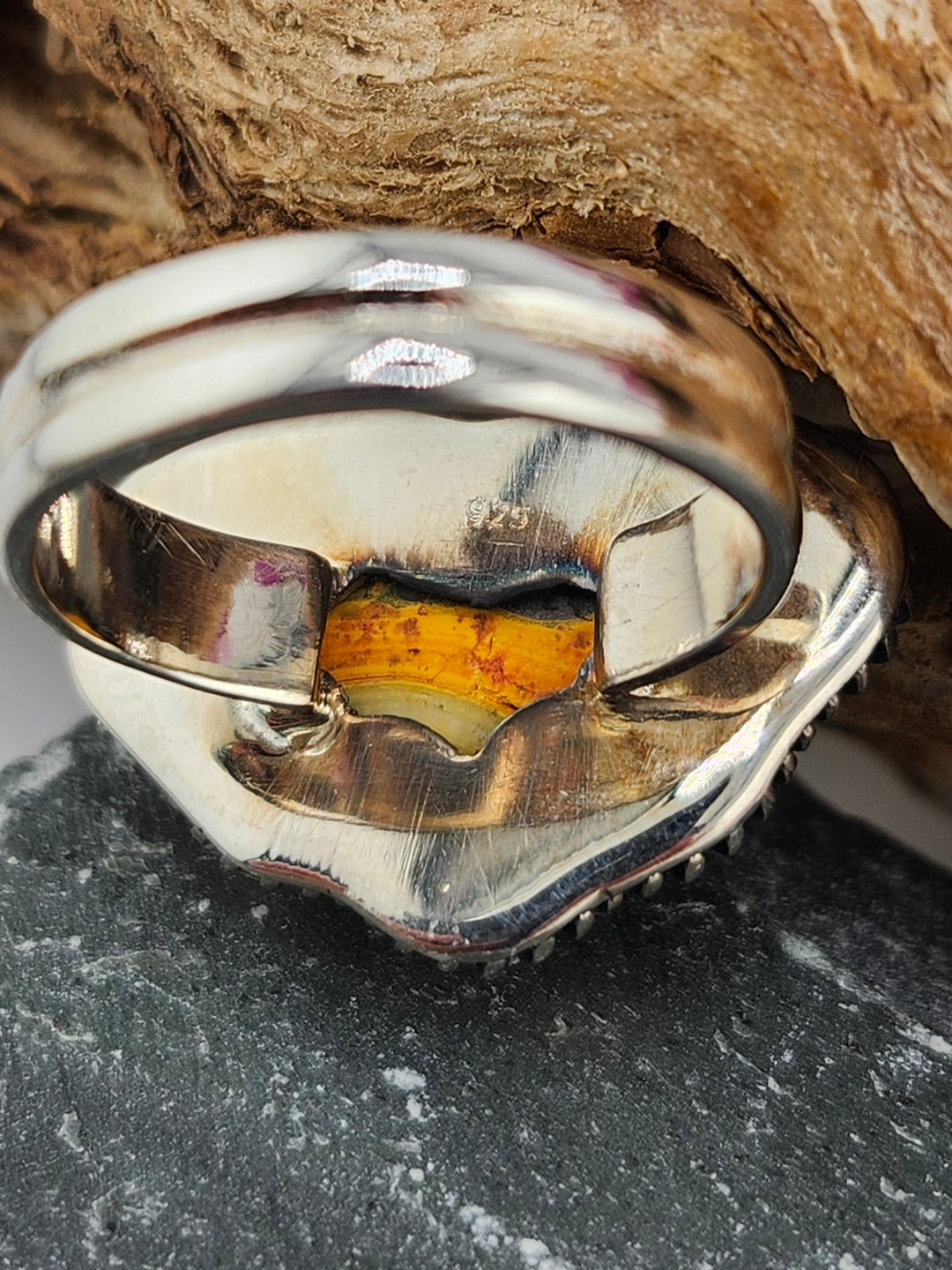 Bumblebee Jasper Bat Ring Size 7