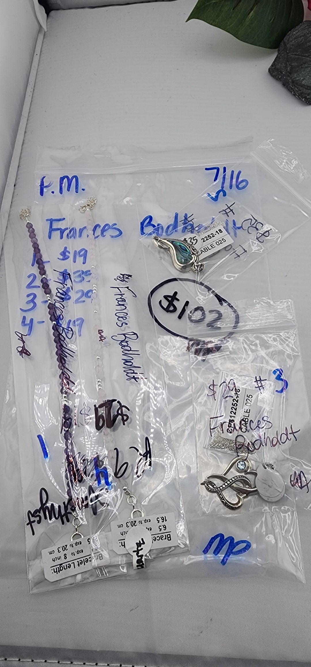 PM SHOW 48HR - RESERVED FOR: Frances Bodholdt  - 7/16/2025 FL tiktok Live Show - 4 Sterling Silver Items