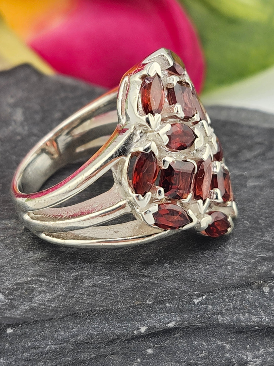 Cluster Garnet Ring Size 6.25