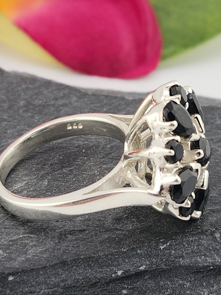 Cluster Black Onyx Ring Size 8