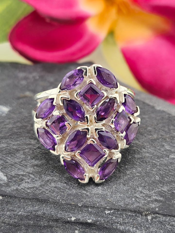 Cluster Amethyst Ring Size 6