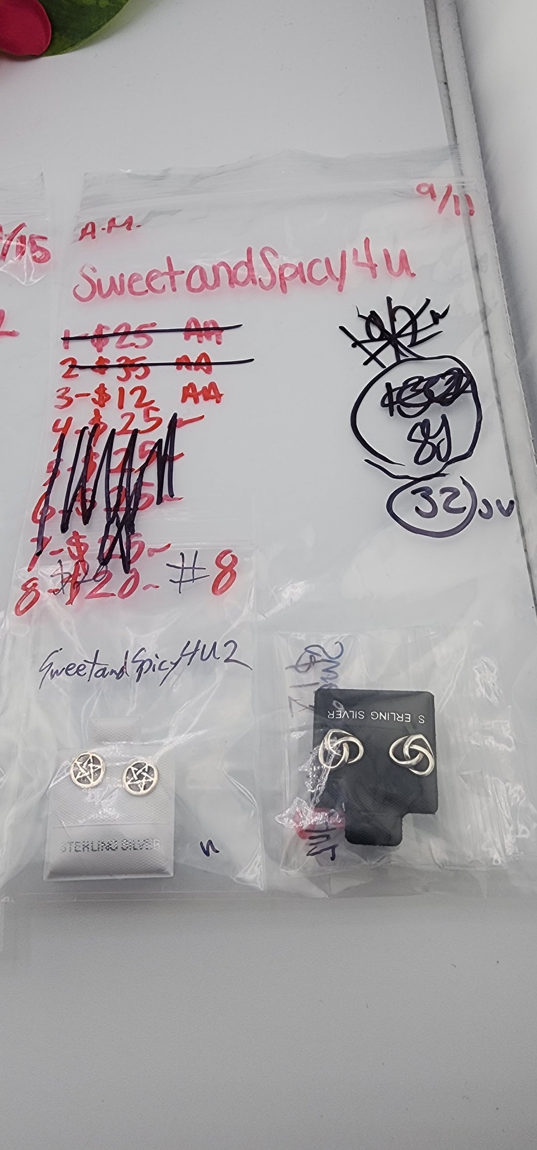 AM SHOW 48HR - RESERVED FOR: SweetandSpicy4U2 - 9/11/2025 FL tiktok Live Show - 2 Sterling Silver Items