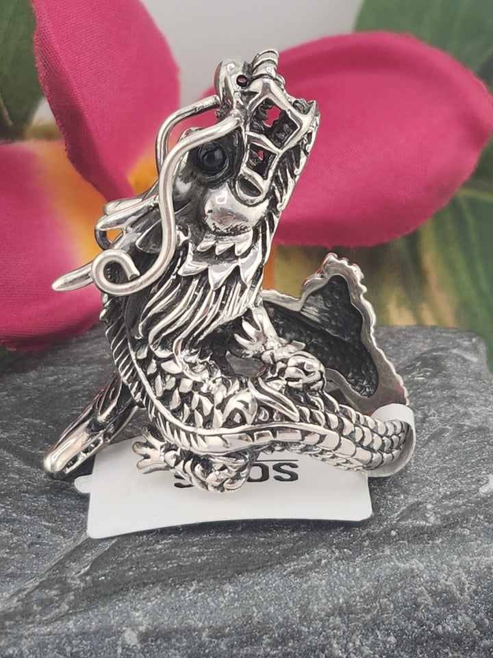 Designer SOMS 925 Sterling Silver Dragon Ring - Adjustable