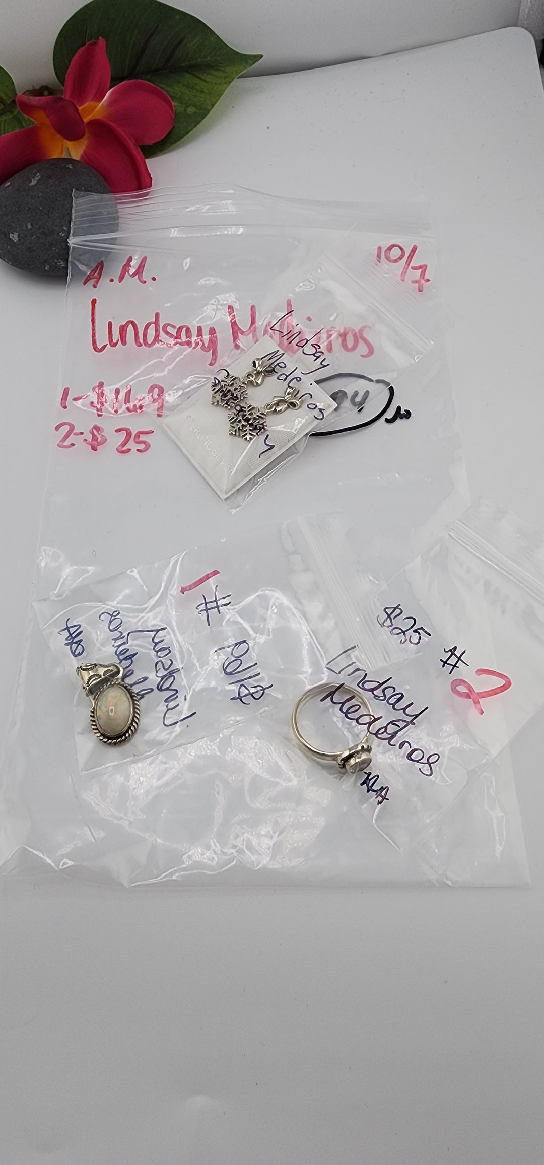 AM SHOW 48HR RESERVED FOR: Lindsay Medeiros - 10/7/2025 FL tiktok Live Show - 2 Sterling Silver Items