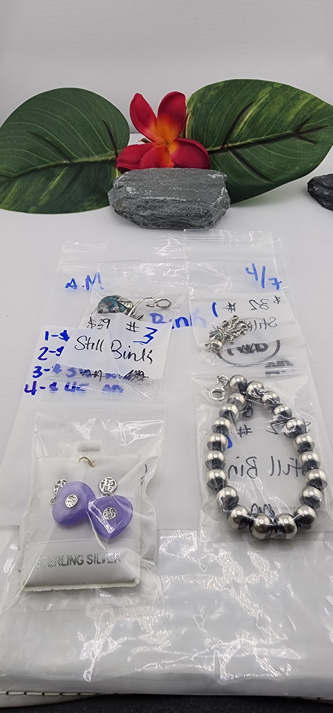 RESERVED FOR: Still Bink -4/7/2025 tiktok A.M Live Show - 4 Sterling Silver Items