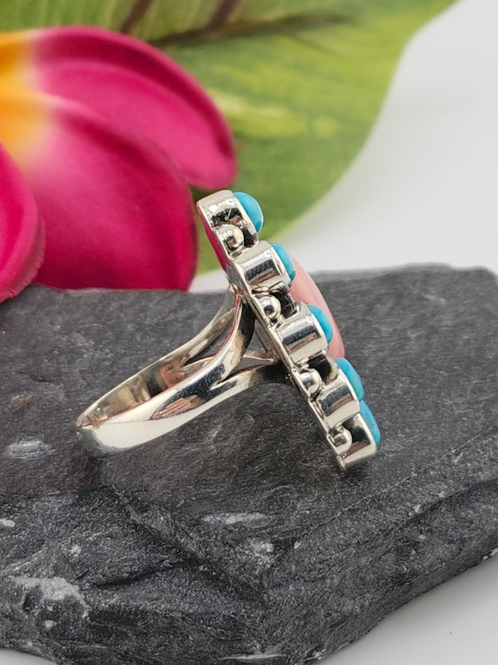 Queen Conch & Turquoise Ring Size 8