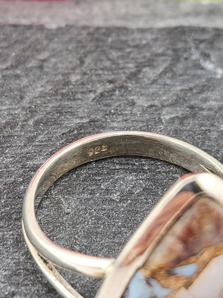 Blue & Pink Copper Opal Ring Size 6.25