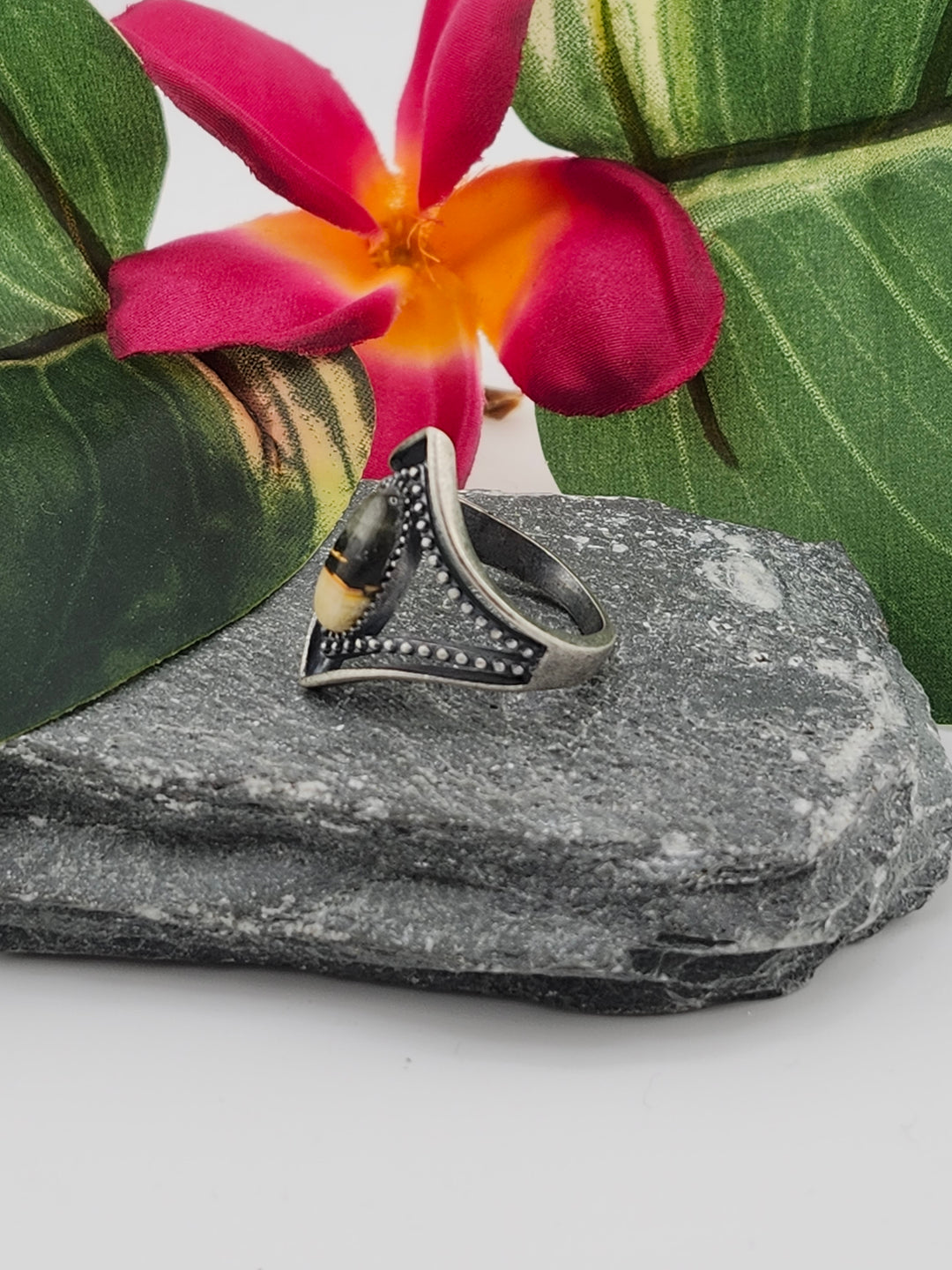 Oxidized Marquee Bumblebee Jasper Ring Size 7