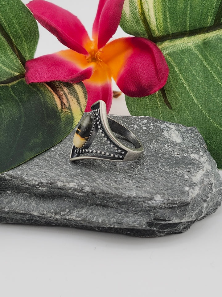 Oxidized Marquee Bumblebee Jasper Ring Size 7
