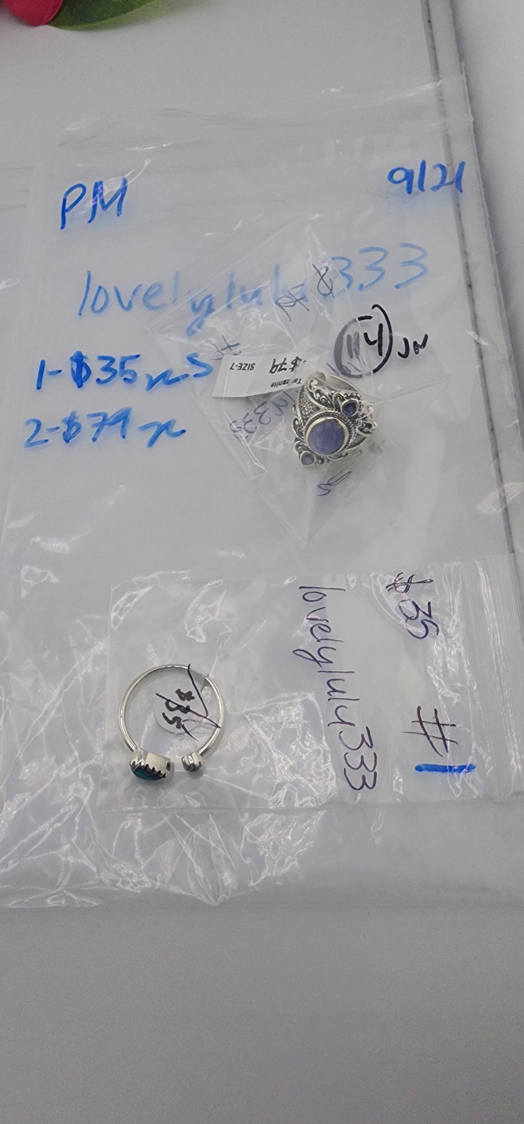 PM SHOW 48HR - RESERVED FOR:  lovelylulu333- 9/21/2025 FL tiktok Live Show -2 Sterling Silver Items
