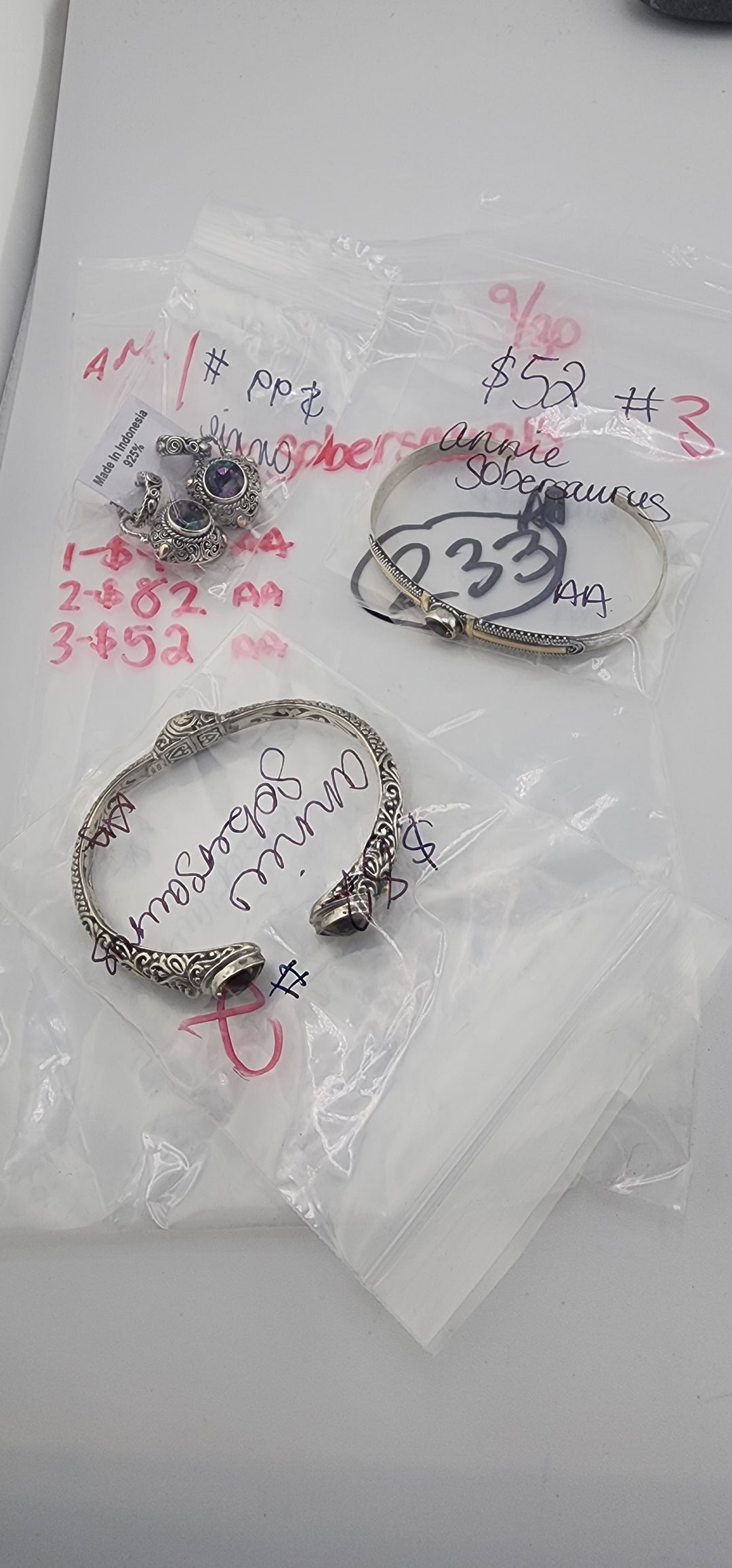 AM SHOW 48HR RESERVED FOR: annie sobersaurus- 9/30/2025 FL TikTok Live Show -  3 Sterling Silver Items