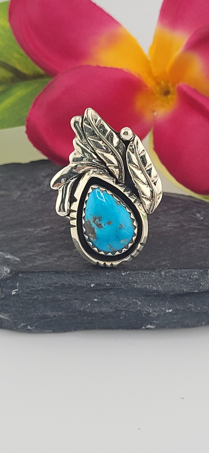 Turquoise and 925 Sterling Silver Ring Size 8