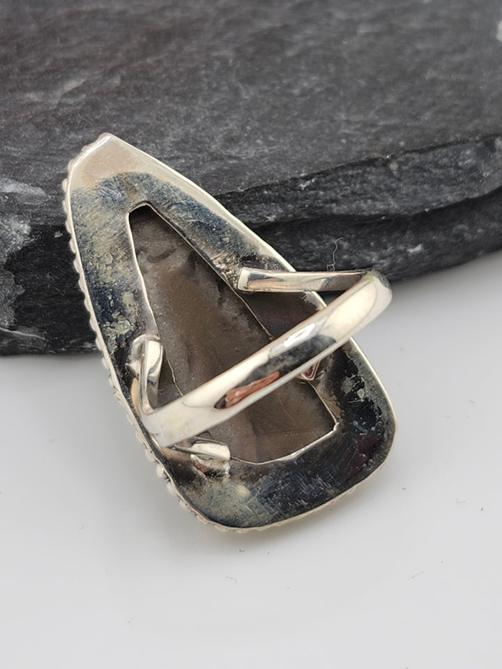 Mushroom Jasper & 925 Sterling Silver Ring Size 8