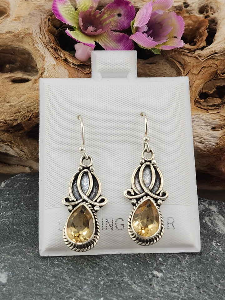 Citrine Teardrop Dangle Earrings