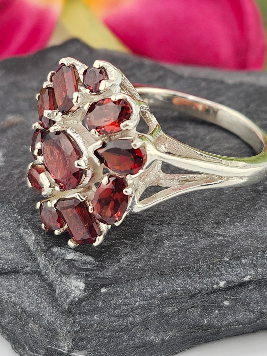 Cluster Garnet Ring Size 10