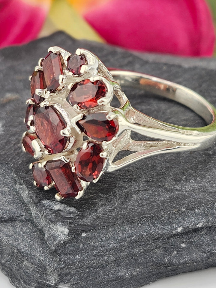Cluster Garnet Ring Size 10
