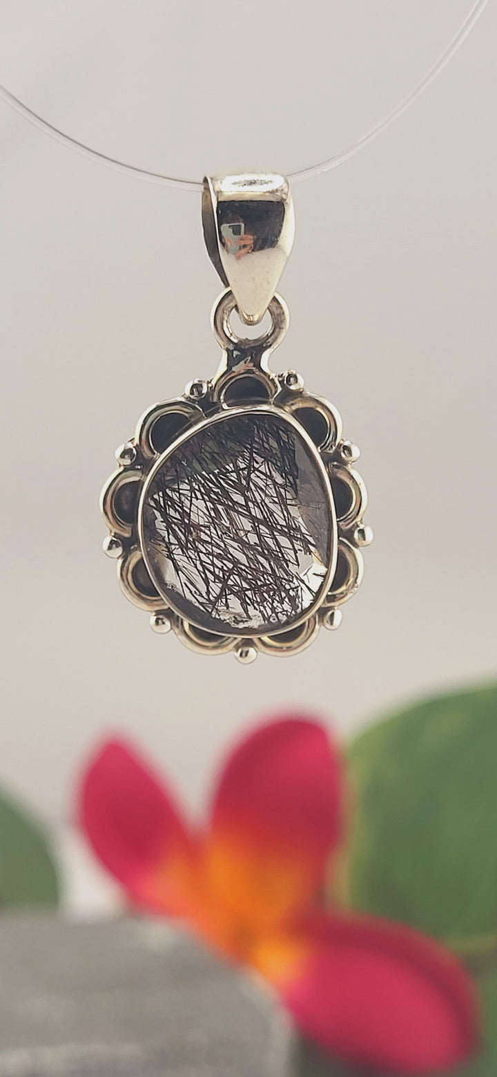 Rutilated Quartz sterling silver 925 pendant