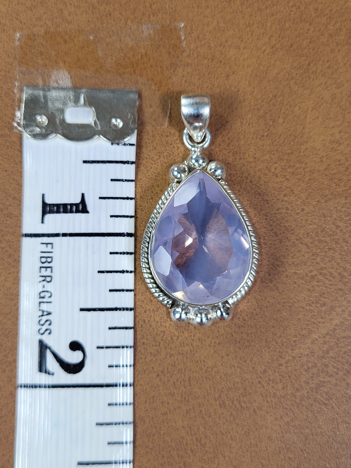 Natural Lavender Quartz 925 Sterling Silver Teardrop Pendant - 1 1/2"