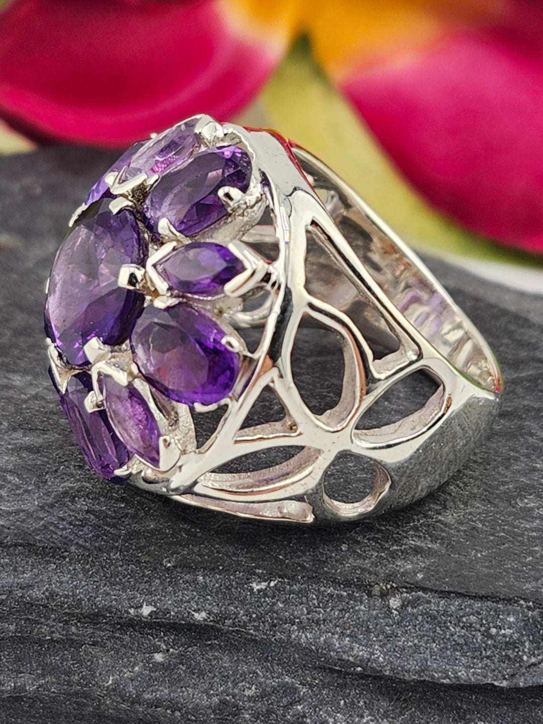 Cluster Amethyst Ring Size 8