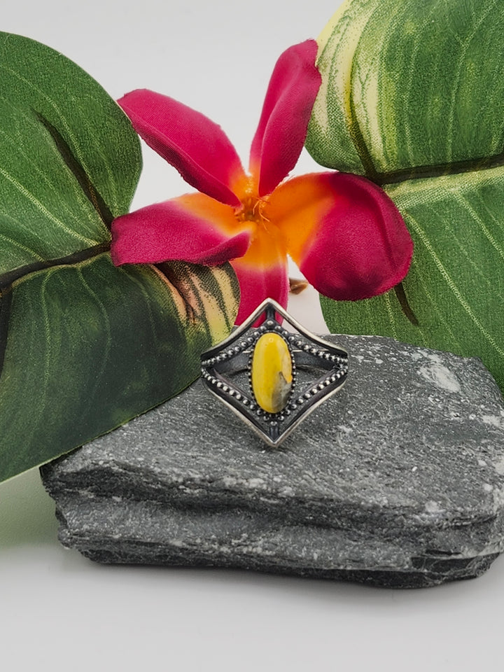 Oxidized Marquee Bumblebee Jasper Ring Size 9.25