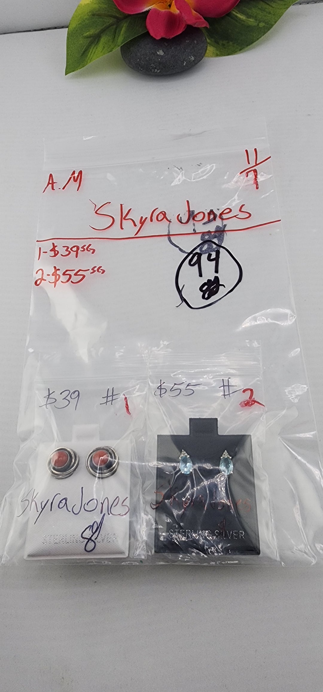 AM SHOW 48HR RESERVED FOR: SkyraJones - 11/7/2025 FL tiktok Live Show - 2 Sterling Silver Items