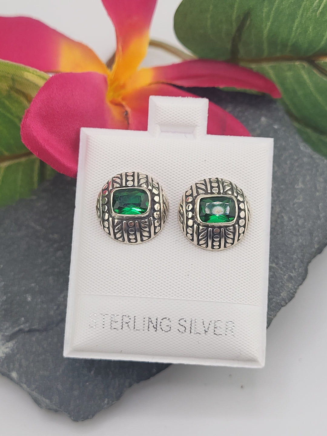 Green CZ Earrings
