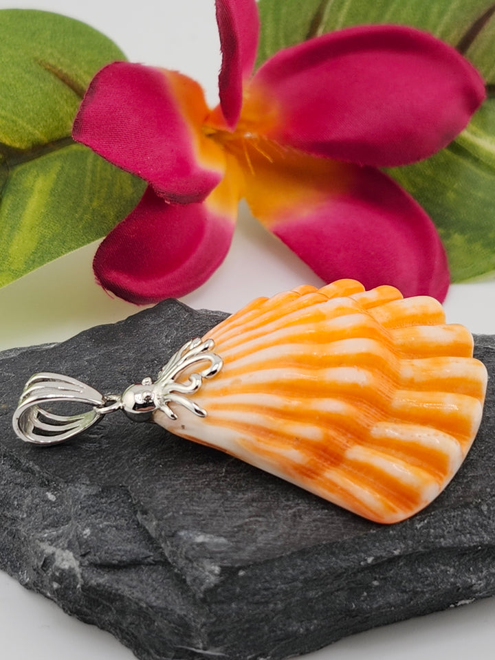 Carved Spiny Oyster Sea Shell Pendant