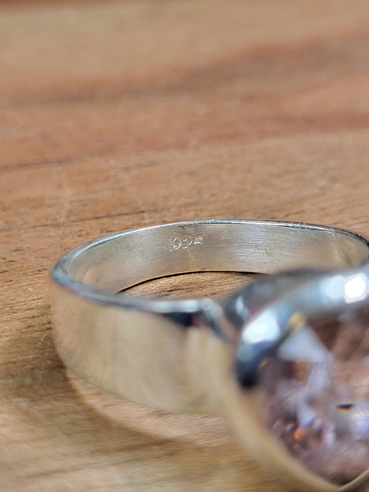 Natural Kunzite Ring 925 Sterling Silver Size 6 1/2