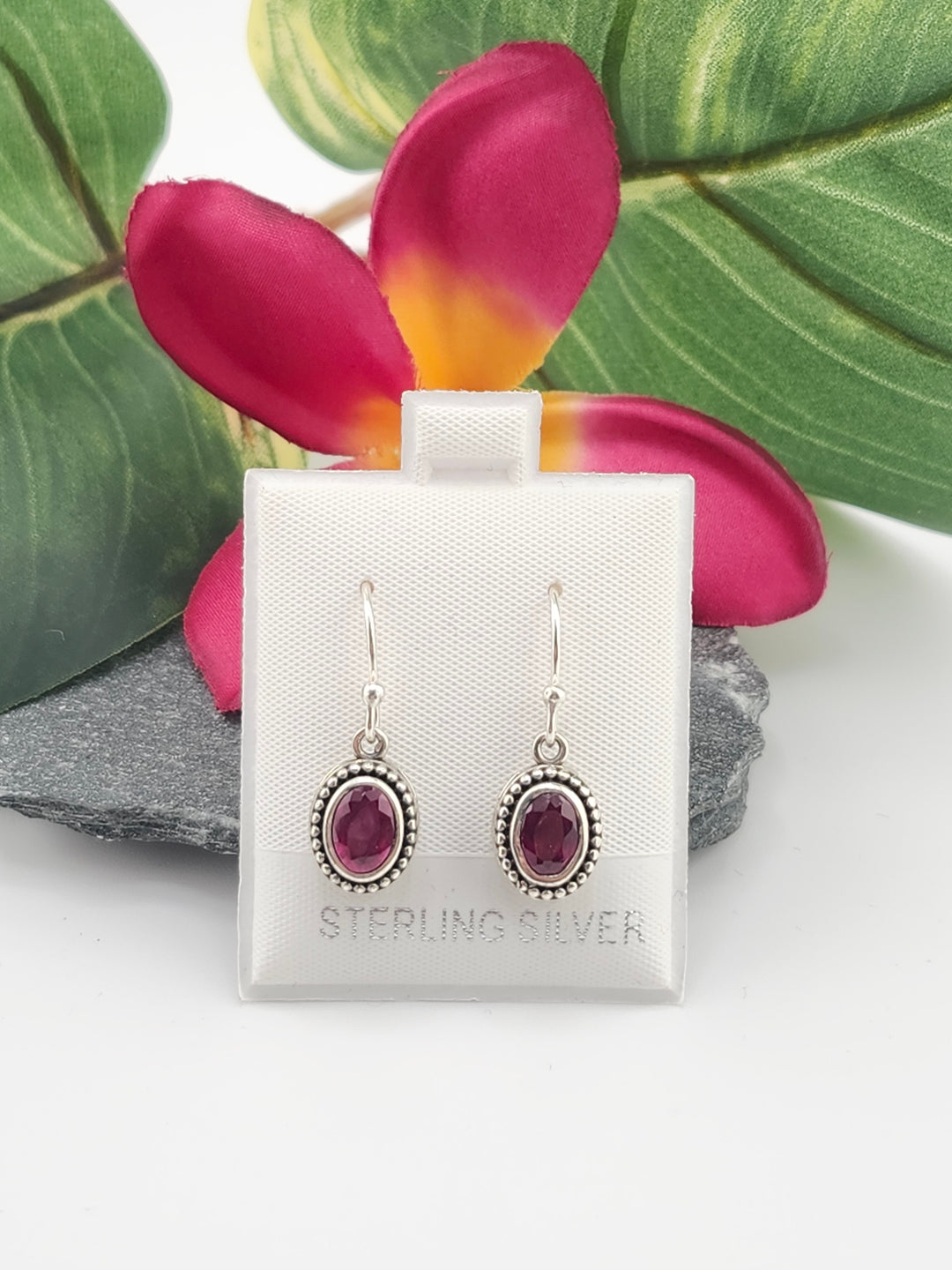 Ruby Oval Dangle Earrings