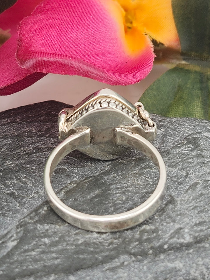 Citrine and 925 Sterling Silver Locket Ring - Size 10