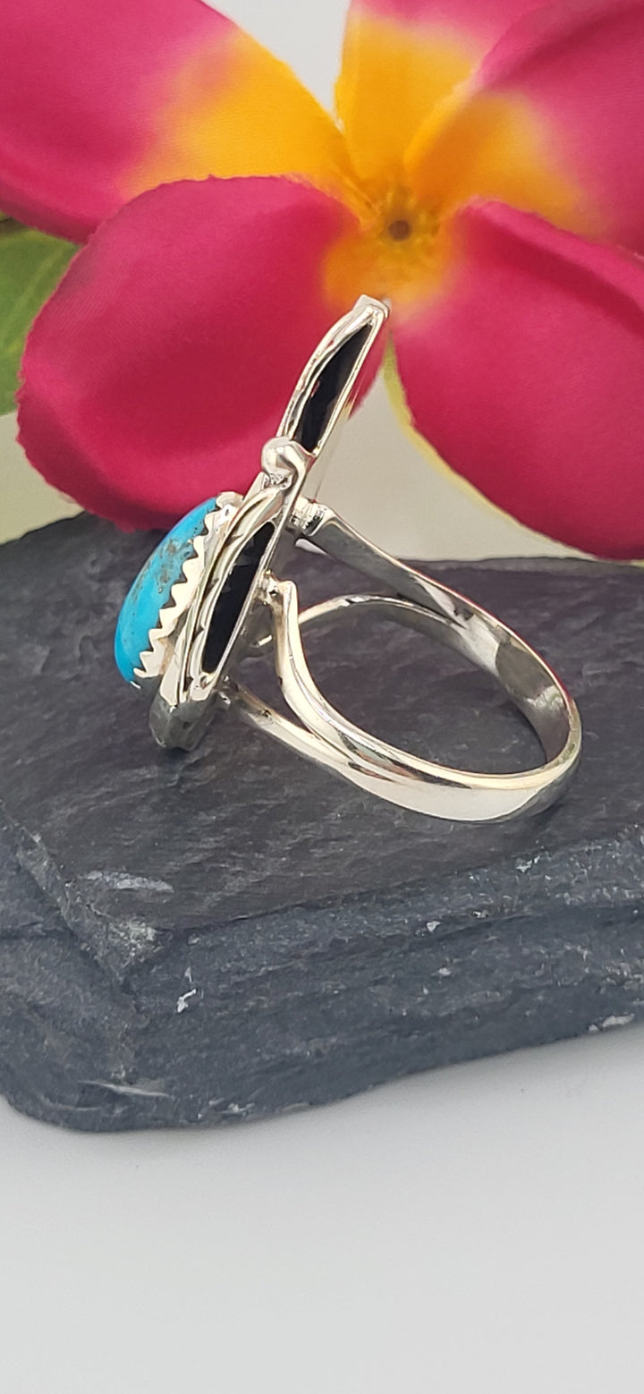 Turquoise and 925 Sterling Silver Ring Size 10