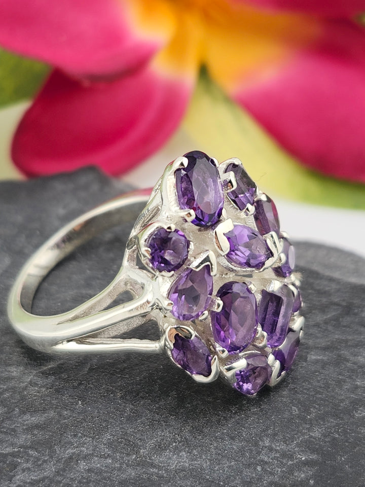 Cluster Amethyst Ring Size 8