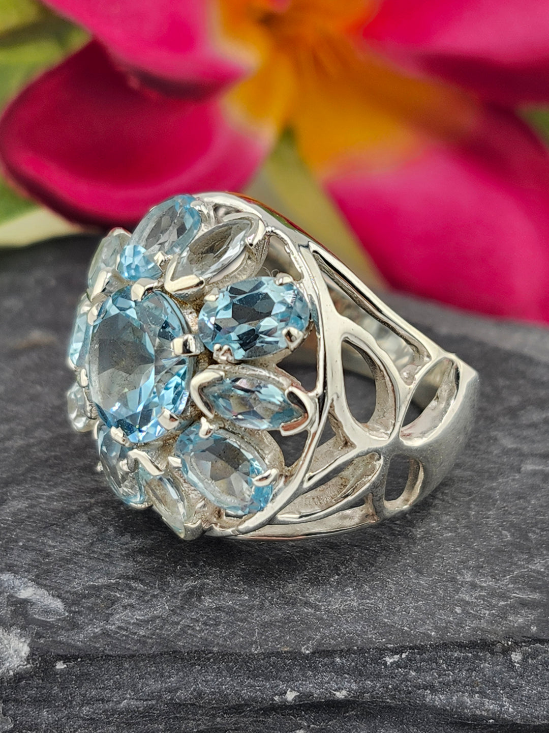Cluster Topaz Ring Size 9
