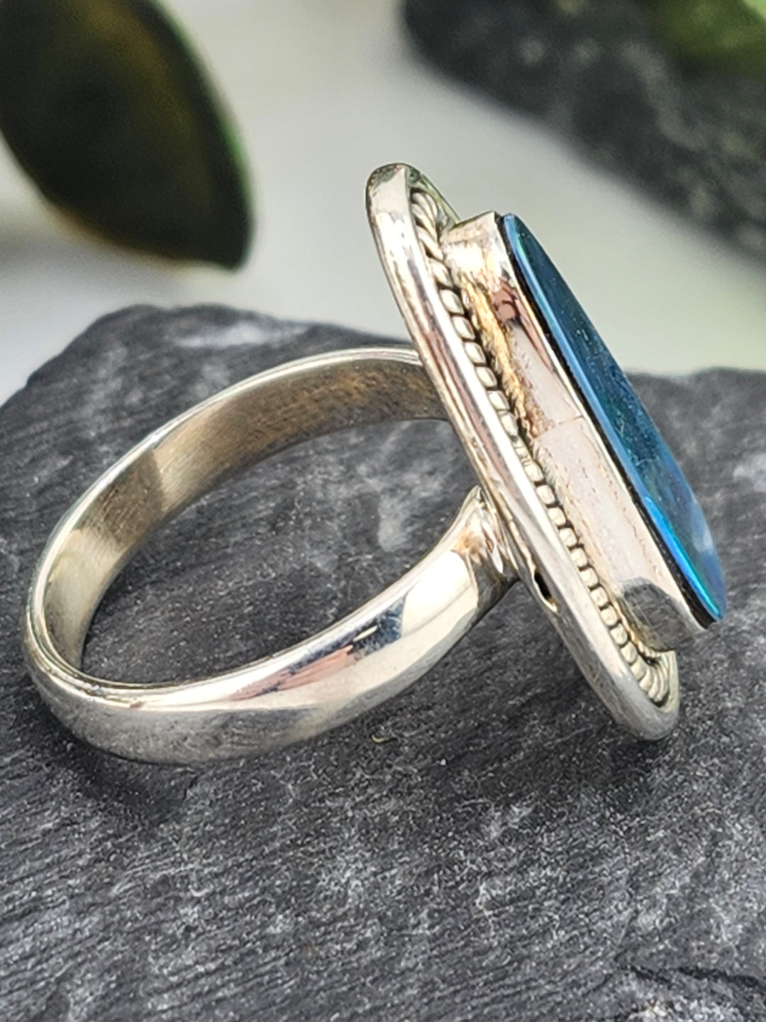 Austrailian Opal Doublet and 925 Sterling Silver Ring - Size 7.5