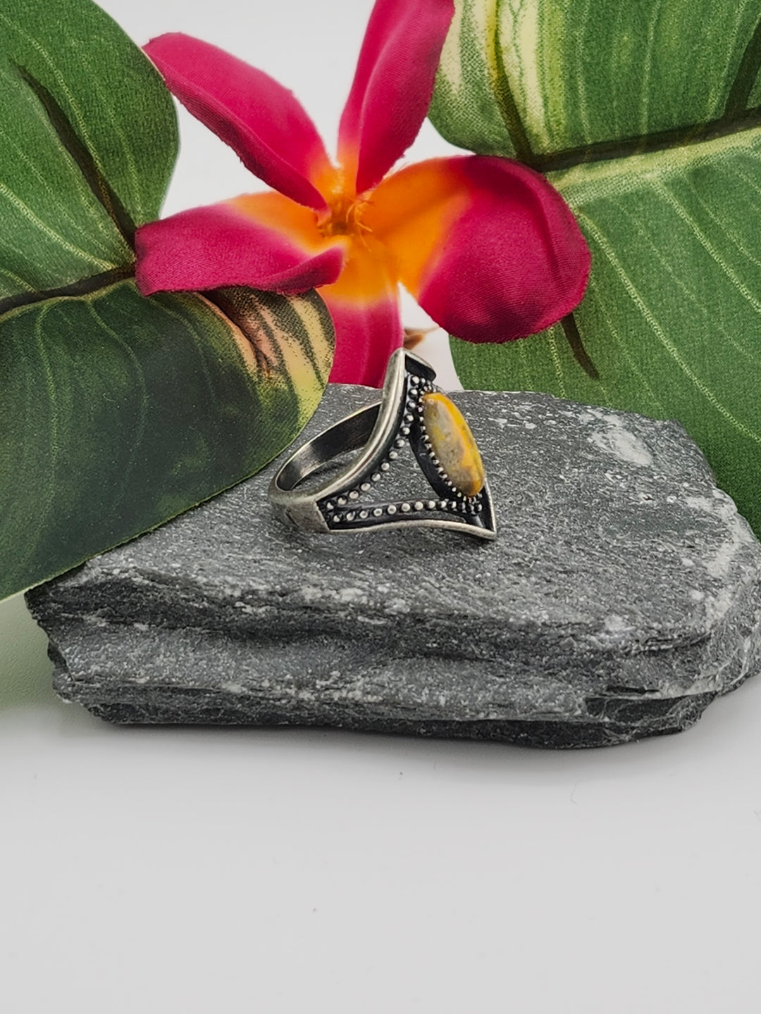 Oxidized Marquee Bumblebee Jasper Ring Size 7.25