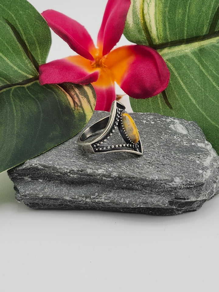 Oxidized Marquee Bumblebee Jasper Ring Size 7.25