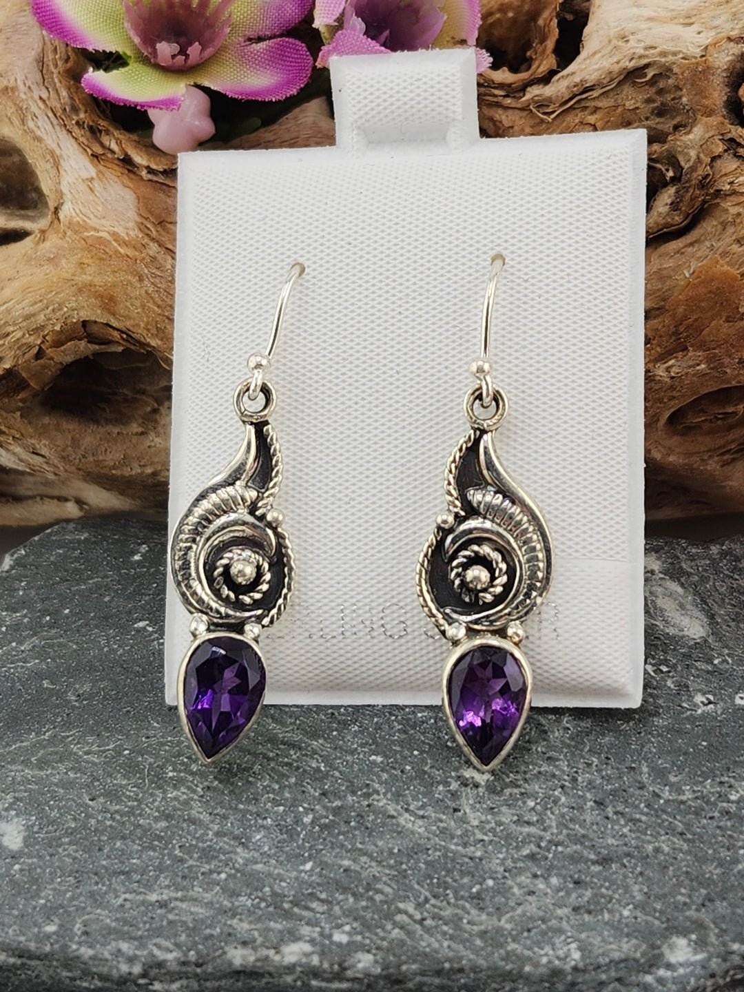 Amethyst Teardrop Dangle Earrings