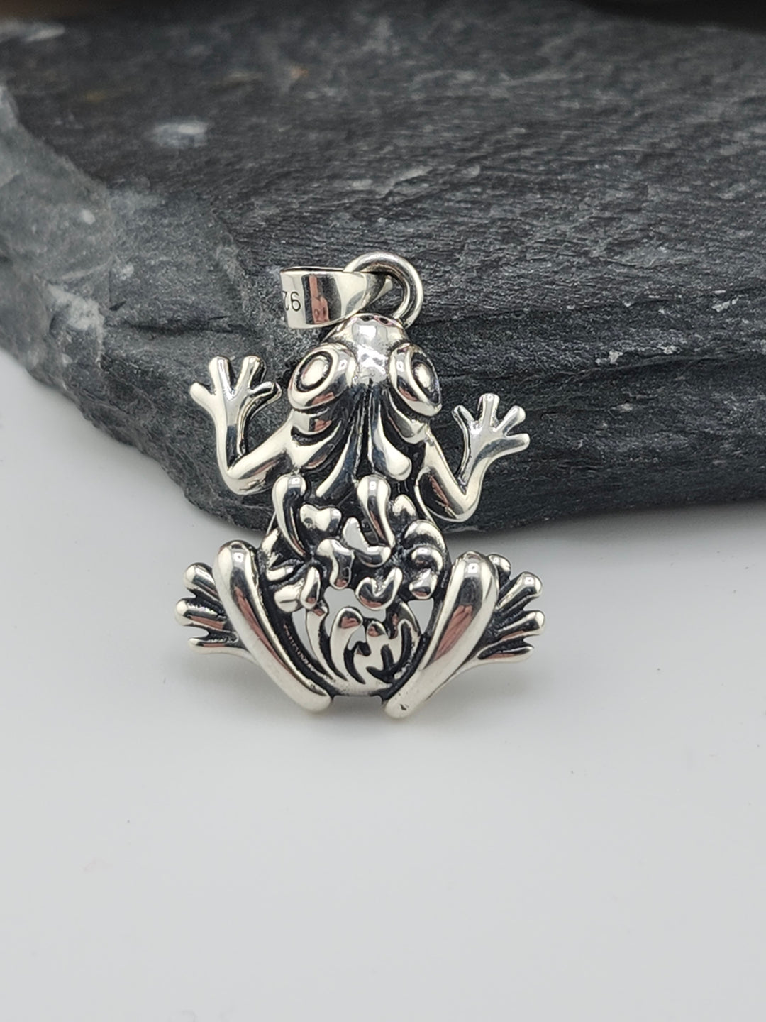 Sterling Floral Frog Pendant