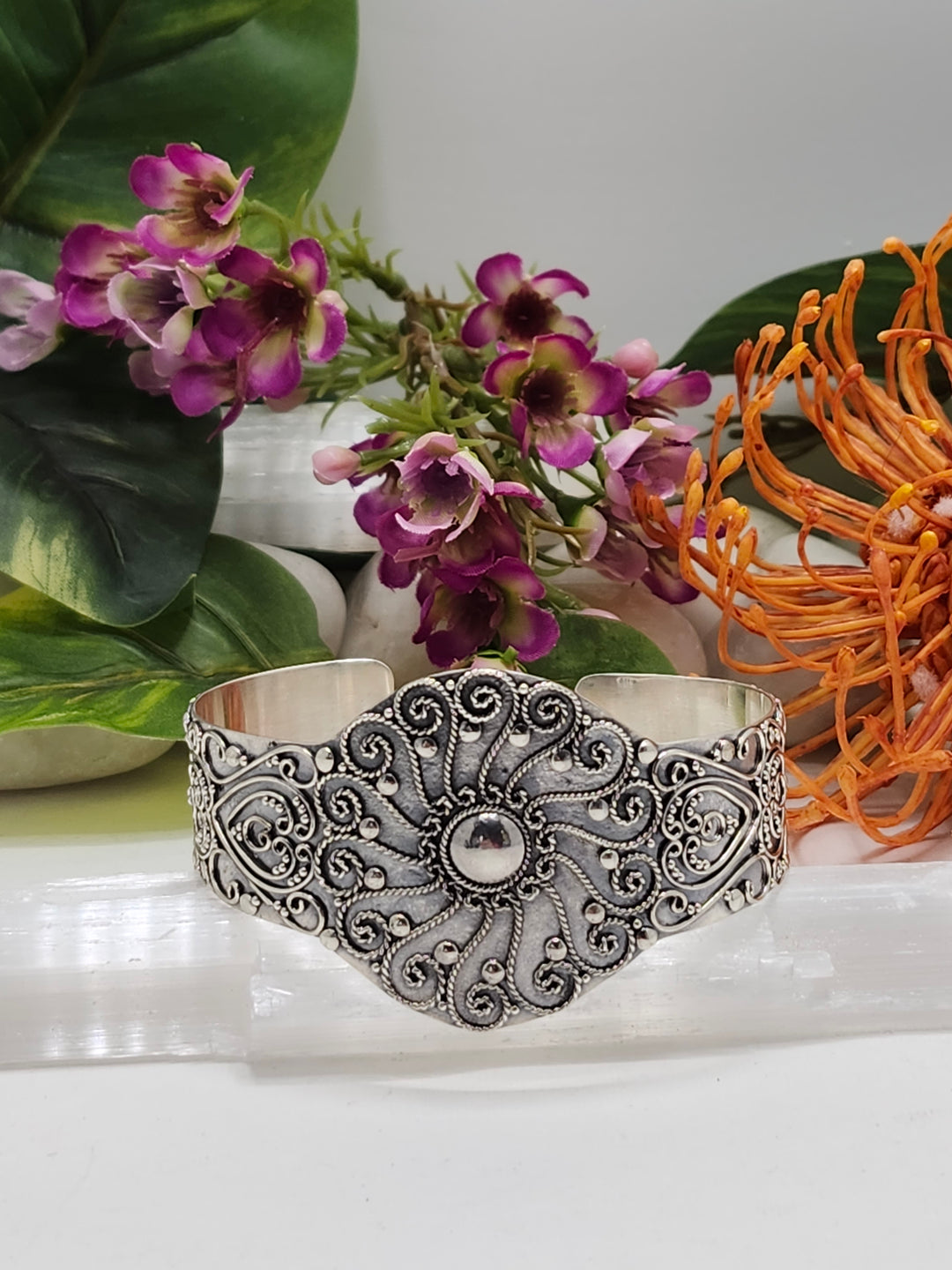 FB Sterling Silver Bali Cuff Bracelet