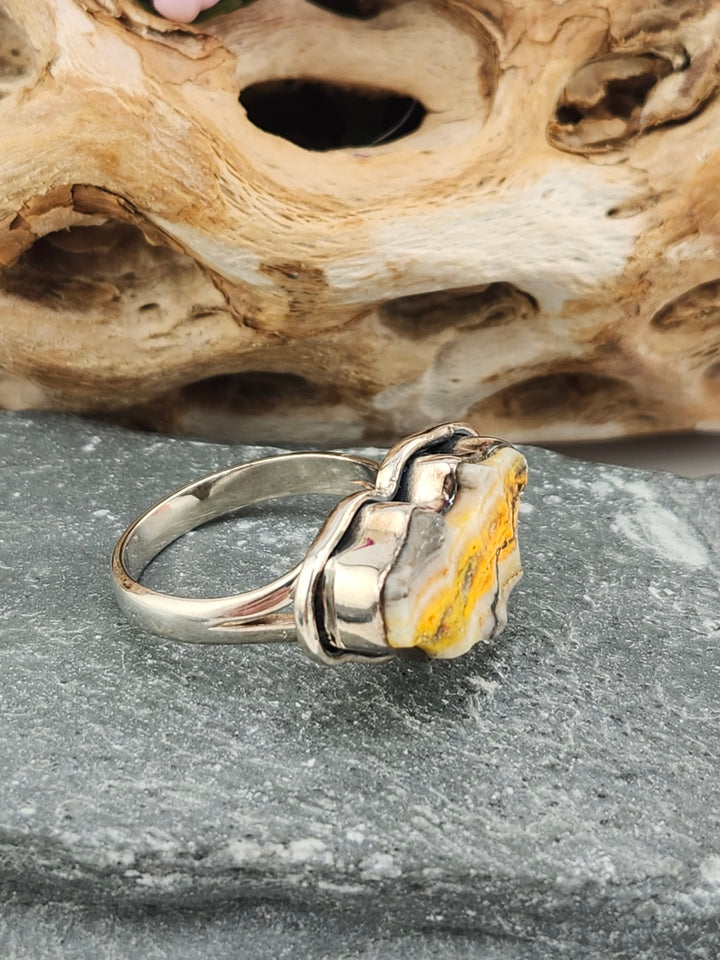 Bumblebee Jasper Bat Ring Size 9