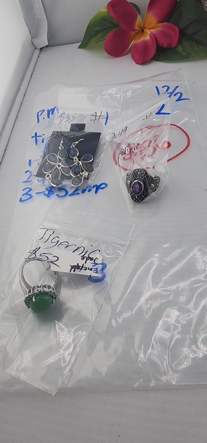 PM SHOW 48HR - RESERVED FOR: tigernic - 12/2/2025 tiktok Live Show - 3 Sterling Silver Items