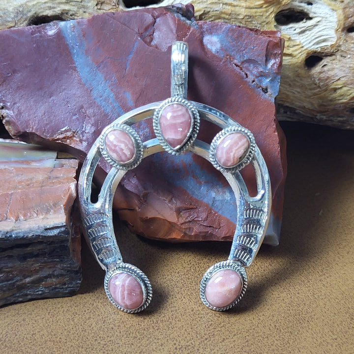 Natural Rhodochosite 925 Sterling Silver Naja Pendant