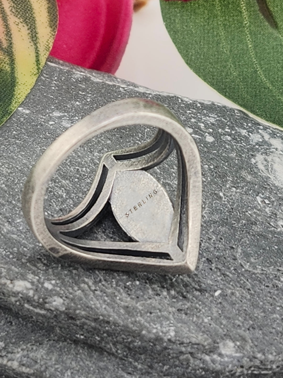 Oxidized Marquee Turquoise Ring Size 8