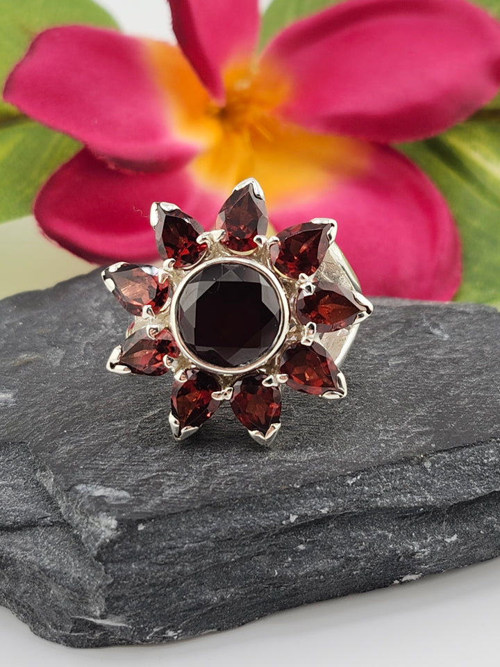 Cluster Garnet Ring Size 8.5