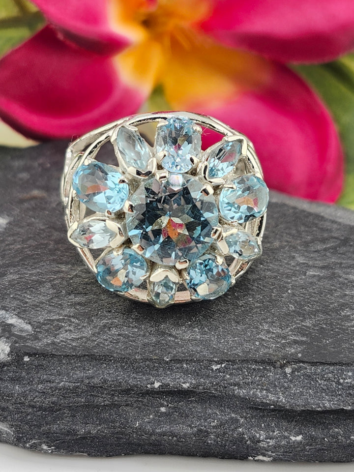 Cluster Topaz Ring Size 10