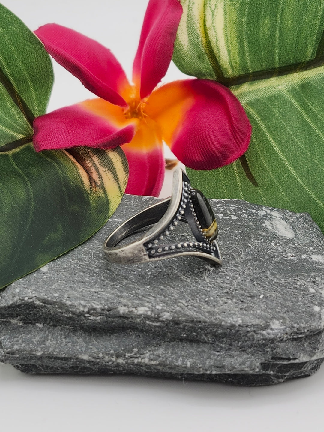 Oxidized Marquee Bumblebee Jasper Ring Size 9.25